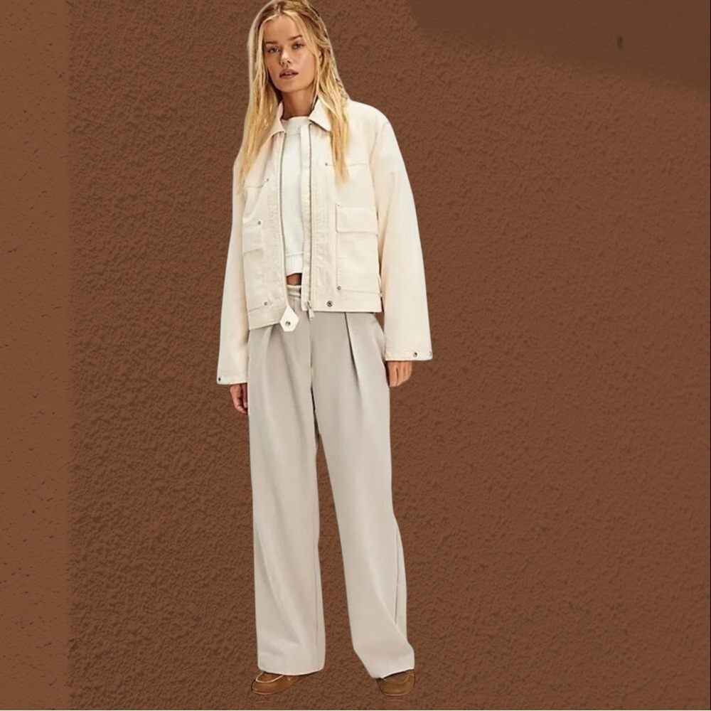 NWOT Free People ‘Tyler Menswear Trousers’ in Dove Grey / Beige Size Small